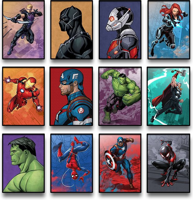 Beast Kingdom Marvel Legends Paper Poster mit Spiderman, Iron Man und Captain America als Wandkunst in Multicolor - Bild 1