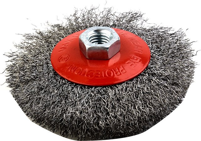 DAZZLEEX Drahtbürsten-Set Bevel Wheel für Winkelschleifer mit M14-Gewinde, 115 mm Durchmesser zur Rostentfernung, Entkalkung und zum Entgraten von Metall - Bild 1