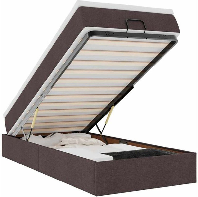 vidaxl Ottoman Polsterbett mit Matratze in Braun aus Stoff und Holzwerkstoff B/T/H: 90 x 190 x 23,5 cm - Bild 1