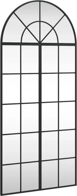vidaXL Wandspiegel Schwarz Gewölbt aus Pulverbeschichtetem Eisen, Breite: 60 cm, Höhe: 130 cm - Bild 1