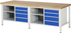 Rau Werkbank höhenverstellbar mit 8 Schubladen, B: 250 cm, T: 90 cm, H: 84-104 cm - Bild 1