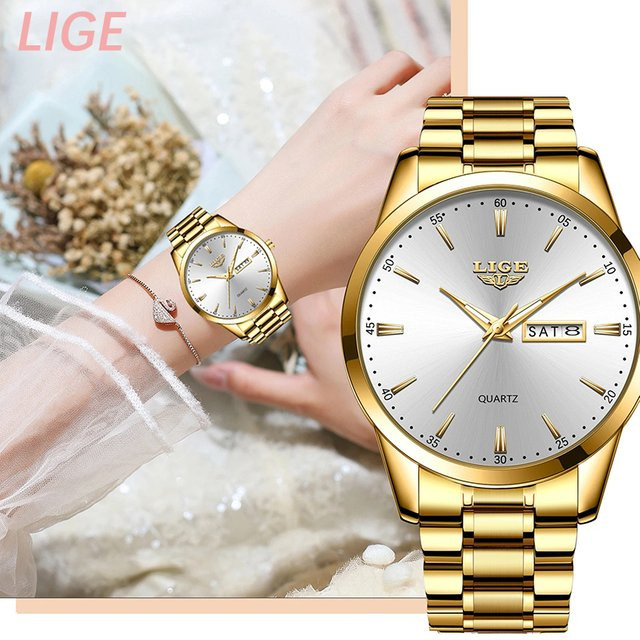 LIGE Armbanduhr Quarz, Edelstahl, Gold, Damen - Bild 1