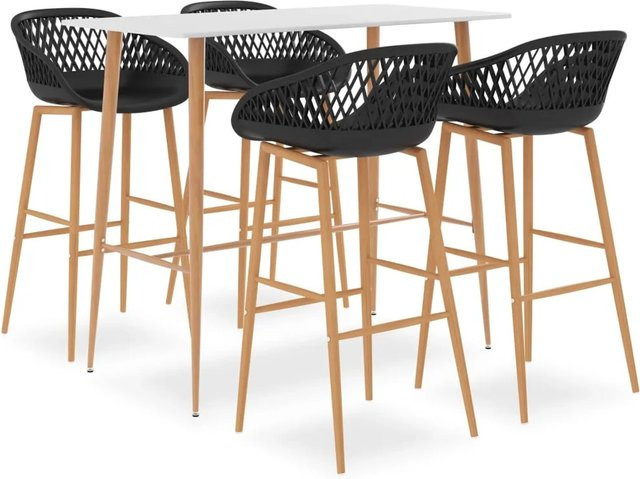 vidaXL 5-tlg. Bar-Set Modell 8 in Weiß und Schwarz mit Tisch und Stühlen für Bars, Pubs und Restaurants - Bild 1