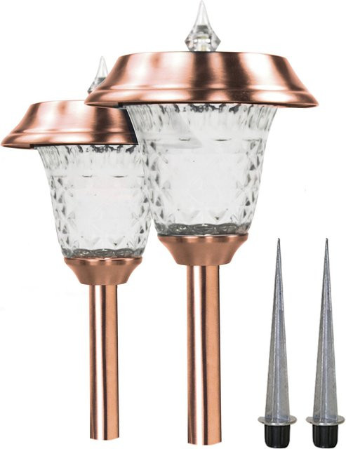 Solarleuchte Bismark 2er-Set in Braun mit LED und Glas für Garten, Balkon und Terrasse - Bild 1