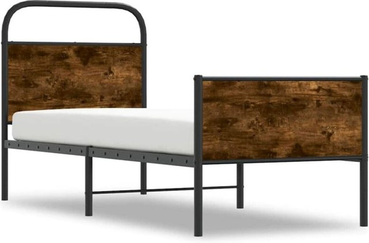 Vidaxl Einzelbett Bettgestell aus Holzwerkstoff und Stahl in Braun im Industrial Design, B/L: 75 x 190 cm - Bild 1