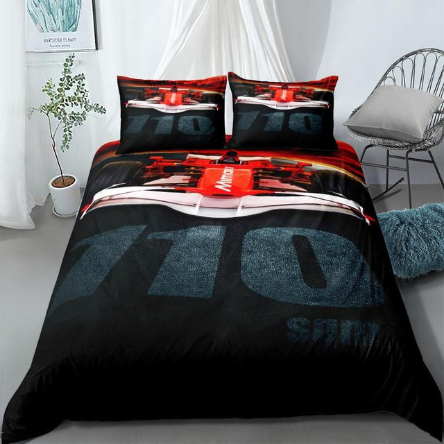 Formel 1 Bettwäsche-Set mit Sportwagen-Motiv von Binchi Outdoor Product, Mikrofaser, Mehrfarbig, B: 140 cm, H: 210 cm - Bild 1