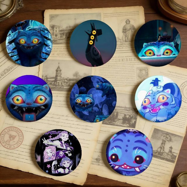 Brosche D-Demon H-Hunters Tiger Badges, Metall, Rund, Multicolour - Bild 1
