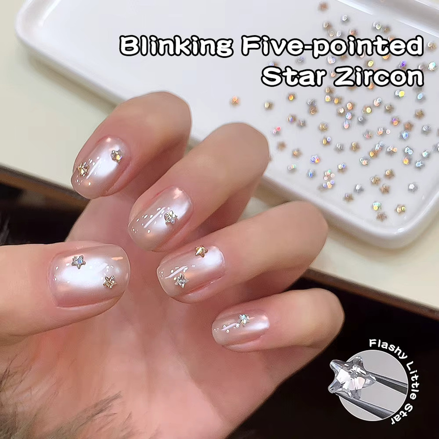 kaniu Nageldekoration Stern-Zirkonia, 30 Stück, Champagne Silver, Glänzend - Bild 2
