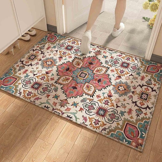Lodestar Fußmatte im Bohemian-Stil mit ethnischen geometrischen Streifenmustern, rutschfest, Mehrfarbig, B/T: 60 x 40 cm - Bild 1