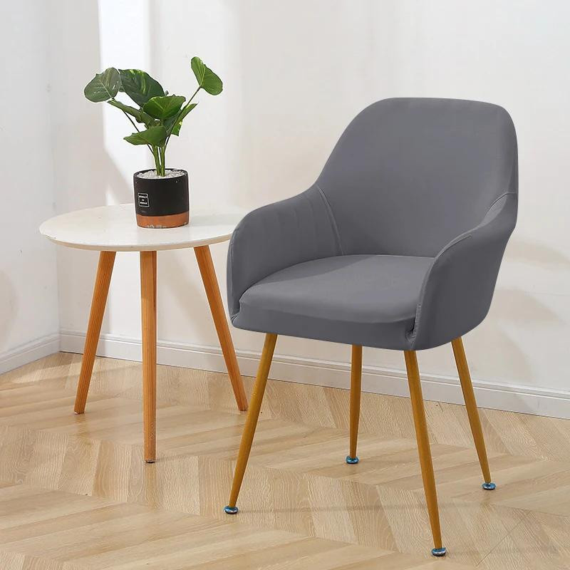 Wasserabweisender Hochlehnen-Stuhlbezug von Household supplies MH in Grau, elastischer Esszimmerstuhl-Überwurf aus Polyester-Baumwoll-Mischung für Sessel und Bankettstühle - Bild 2
