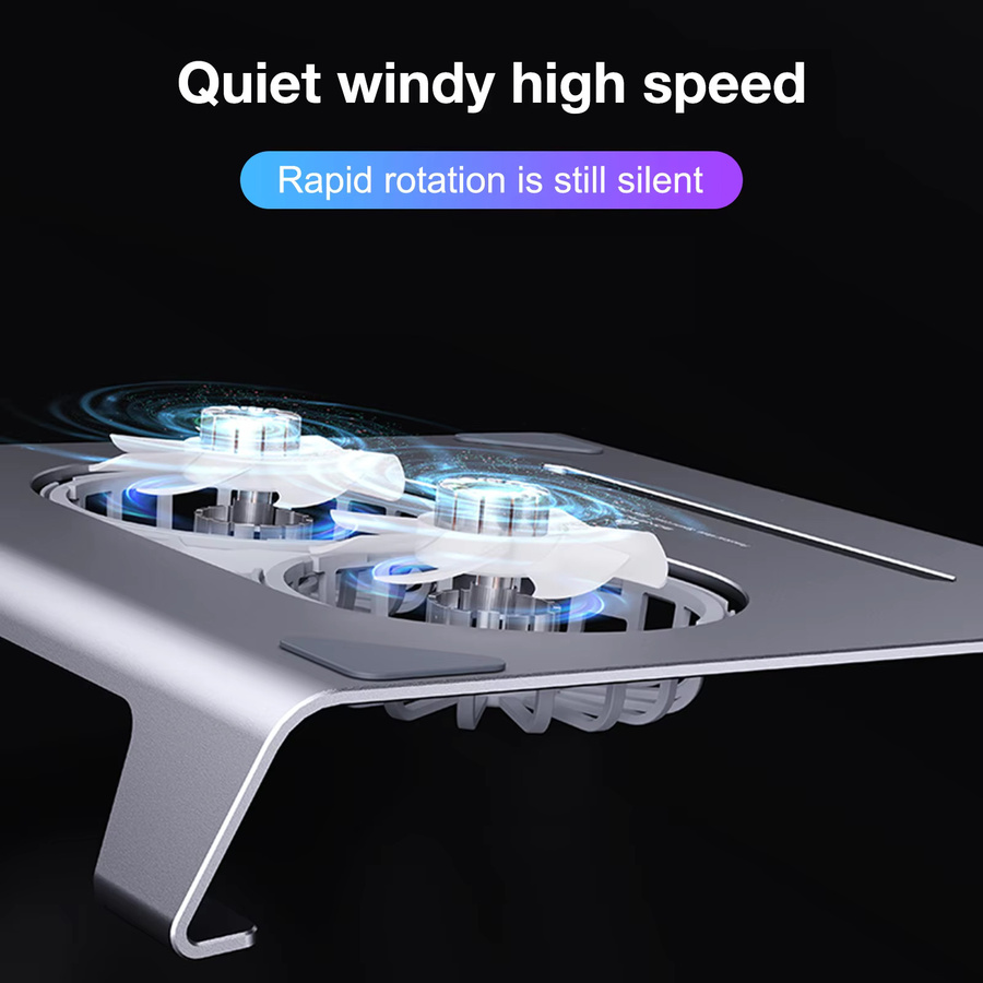 HOWENS Laptop-Kühler aus Aluminiumlegierung in Silber mit Dual-Hochgeschwindigkeitslüftern und verstellbarem Ständer für 10-15 Zoll Laptops - Bild 6