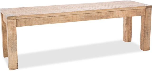 Bank vito Curl in Orange und Beige mit Holzgestell, B/T/H: 140 x 45 x 40 cm - Bild 1