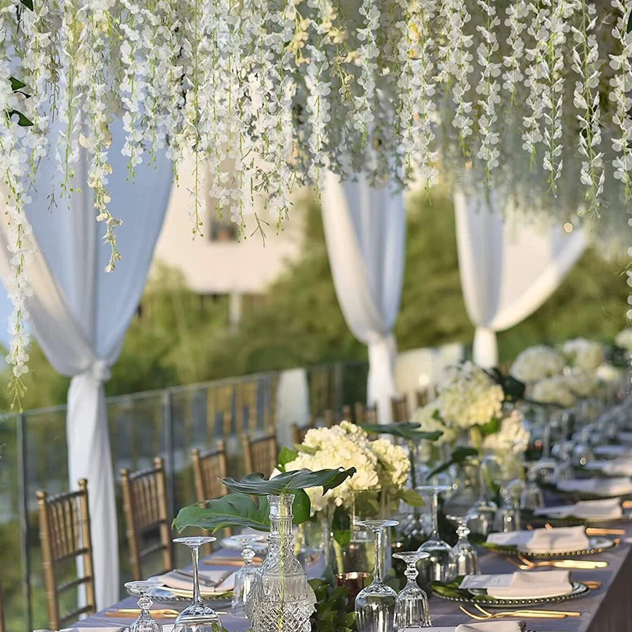 Weiße künstliche Blumenranke von Yusheng zur Dekoration für Garten, Wand und Hochzeit - Bild 3
