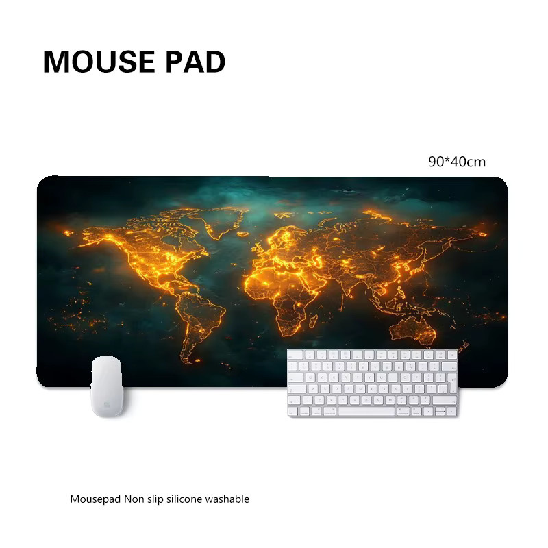 MRGLZY Mauspad mit Weltkarte, Retro Schreibtischunterlage für Büro und Home Office, B/T: 90 x 40 cm - Bild 2