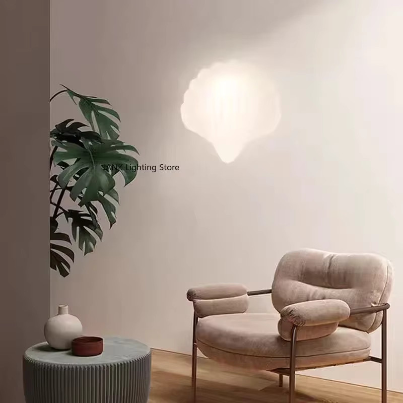 JIANKEXING LED Wandlampe aus Glas in Weiß im minimalistischen Muschel-Design für Wohnzimmer, Schlafzimmer und Flur - Bild 2