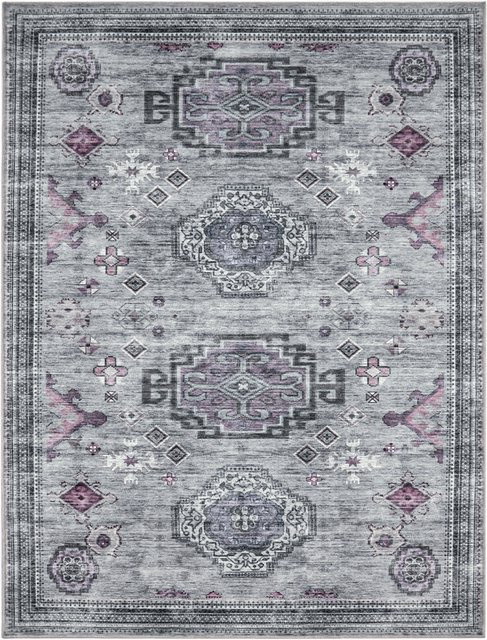 Waschbarer Teppich Bolero in Grau mit barockem Muster, B/T: 140 x 200 cm - Bild 1