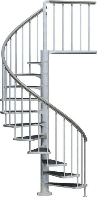 Dolle Außenspindeltreppe Gardenspin mit TRIMAX-Stufen in Silber, Durchmesser: 155 cm, Höhe: 352,5 cm - Bild 1