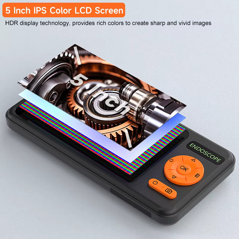 BUMBORN Industrie Endoskop Kamera mit 5 Zoll IPS Display, 1080P Full HD, Autofokus und 8mm Kamera, IP67 wasserdicht, Schwarz, 1-15 m Kabellänge - Bild 2