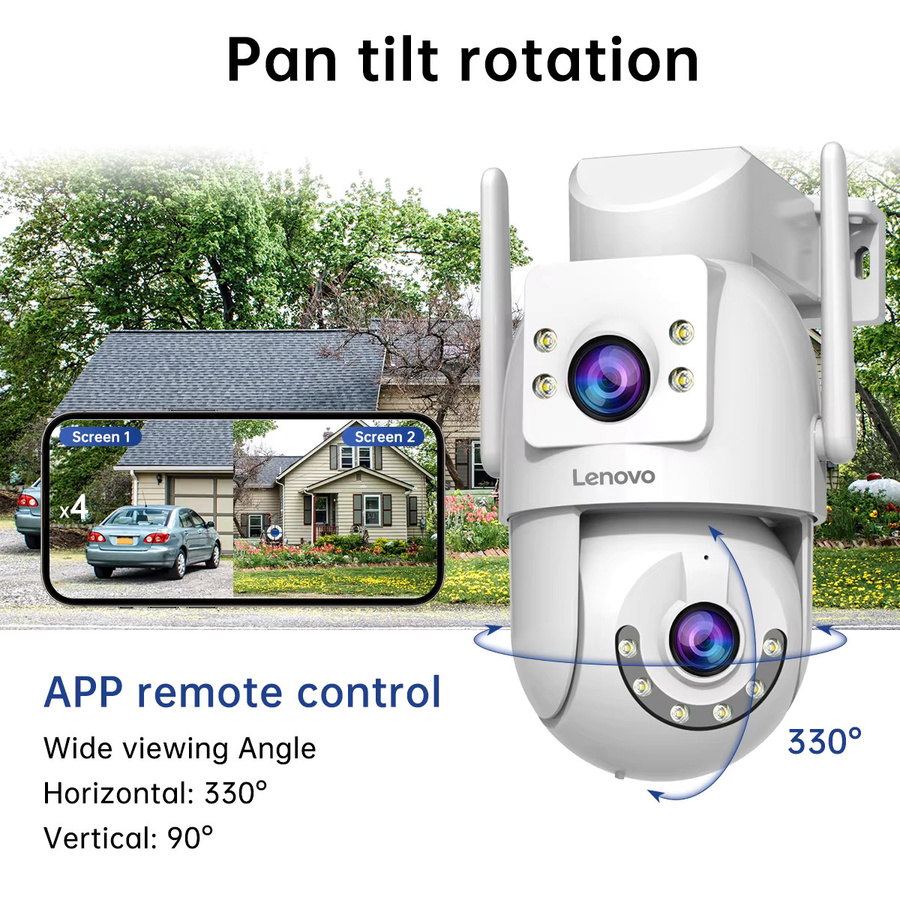 Lenovo Outdoor-Überwachungskamera in Weiß mit 4K HD Auflösung, zwei Objektiven und PTZ-Farbnachtsicht für deine CCTV-Videoüberwachung - Bild 6