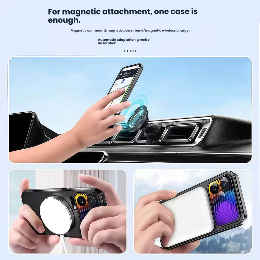 Magnetische Handyhülle für Xiaomi 17 Pro Max und Xiaomi 17 Pro, mattiert, ultradünn mit Anti-Drop-Ständer, Schwarz - Bild 5