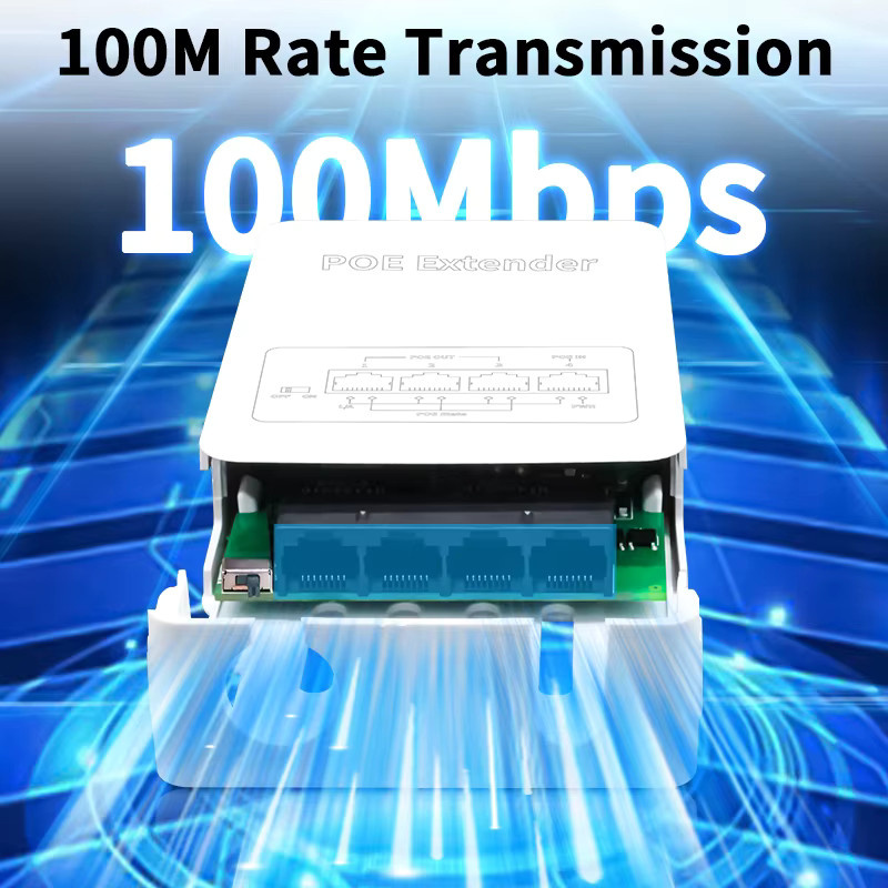HORACO 4 Port PoE Extender 100m Outdoor PoE Repeater IP30 in Weiß für PoE Kameras und Wireless APs - Bild 2