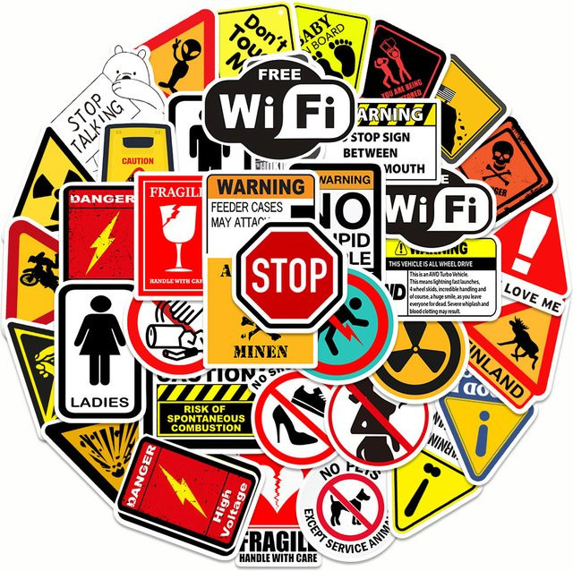 Rspctou Warnmuster-Schilder-Aufkleber, 10-teiliges Set, multicolor - Bild 1