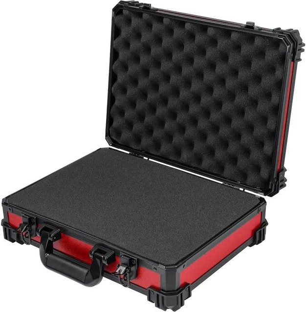 HMF 15502-03 Transportkoffer mit Rasterschaumstoff Universalkoffer in Rot, B: 39 cm, T: 29 cm, H: 12 cm - Bild 1