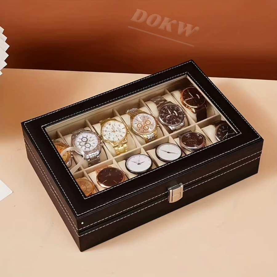 DOKW Uhrenbox, 12 Fächer, Schwarz, Unisex - Bild 2