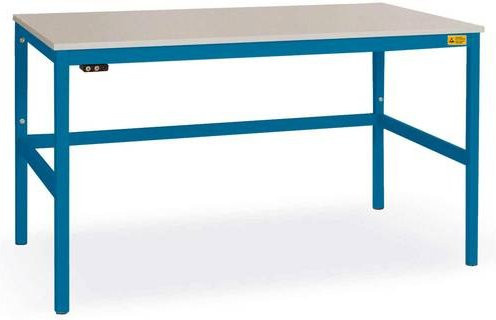Manuflex CANTOLAB ESD-Arbeitstisch Standard mit Kautschukplatte, Brillantblau, B/T/H: 1200 x 800 x 76,2-78,8 cm - Bild 1