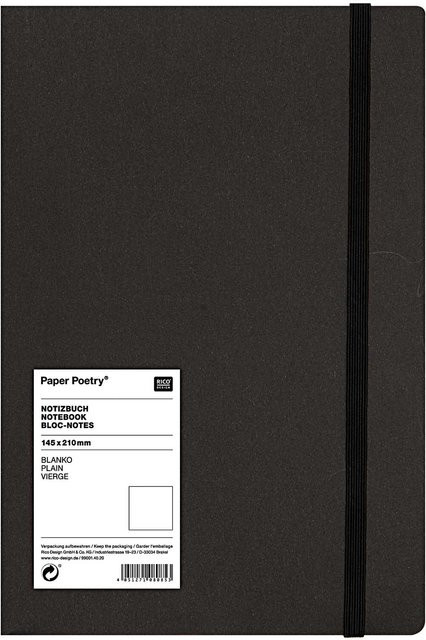 Rico Design Paper Poetry Notizbuch mit Hardcover und elastischem Verschluss, weiß/schwarz, A5, blanko - Bild 1