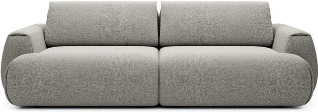 Vente-unique Schlafsofa Monelia Grau mit Schlaffunktion und Auszugschublade aus Chenille-Stoff, Breite: 260 cm - Bild 1