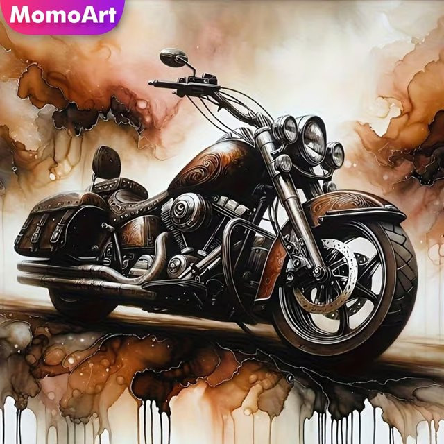 Momoart Diamant-Stickerei Motorrad Landschaftsmosaik für Erwachsene in Mehrfarbig - Bild 1