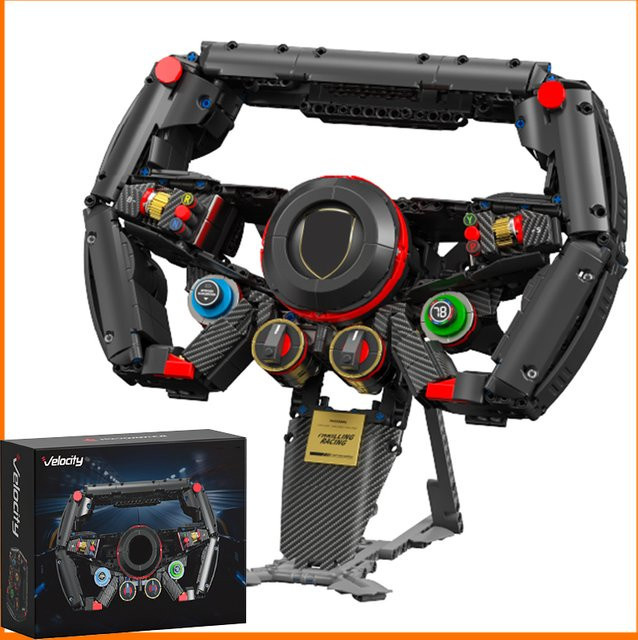 FINGERROCK Technische Elite-Lenkrad-Bausteine, Simulations-Sportwagen-Lenkrad-Handyhalterung, Klemmbausteine-Sammlung - Bild 1
