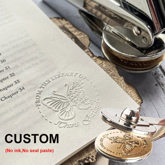 Personalisierter Buch-Embosser aus Metall in Silber für Initialen und Bibliotheksstempel - Bild 1