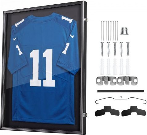 VEVOR Trikotrahmen aus Holz in Schwarz mit UV-Schutz und Magnetverschluss, Objektrahmen für Sporttrikots, B/H: 92,5 x 71,8 cm - Bild 1