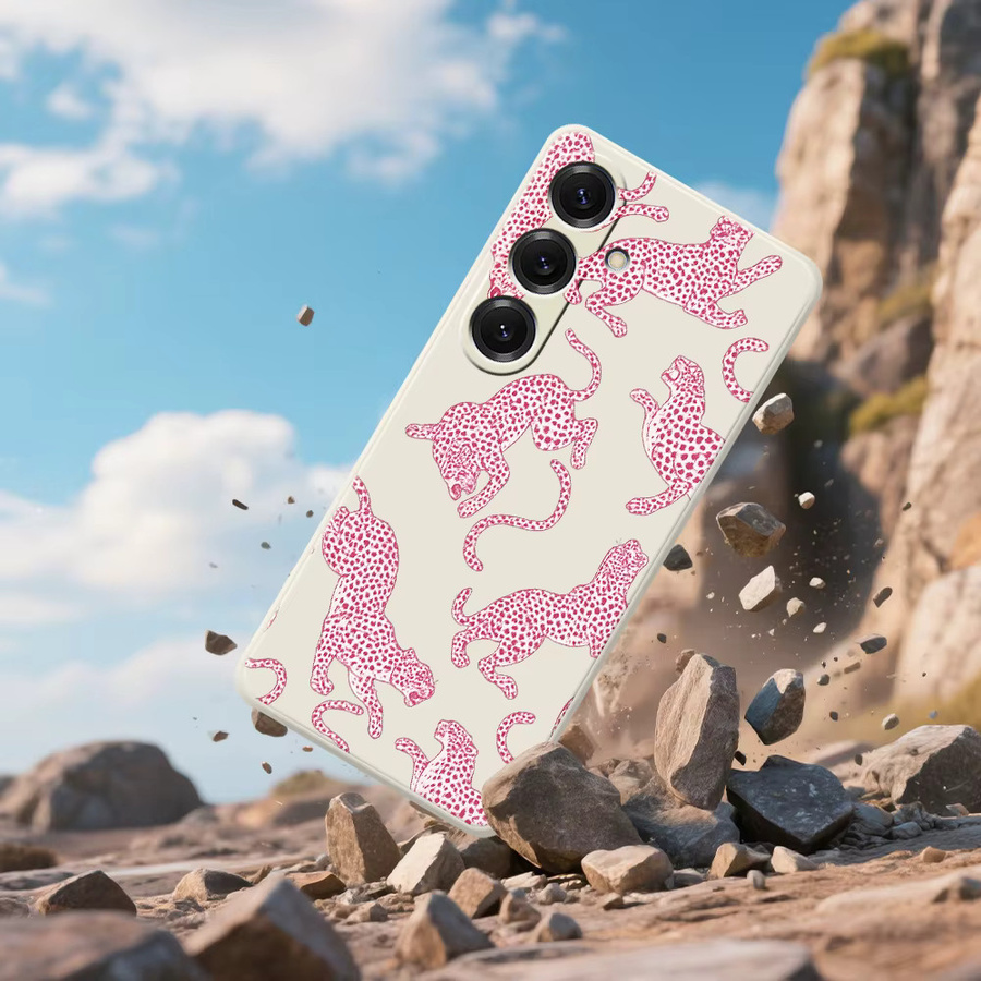 Handyhülle mit Rosa Leopardenmuster für Samsung Galaxy S25 S24 S23 S22 S21 S20 Ultra Plus S20FE S21FE S23FE S24 FE S10 Plus Soft Cover - Bild 2
