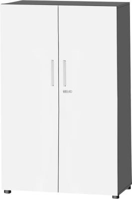 Schäfer Shop Select Schrank SET UP, abschließbarer Schrank mit 4 Türen, Farbe Graphit/Weiß, B/T/H: 80 x 42 x 151,4 cm - Bild 1