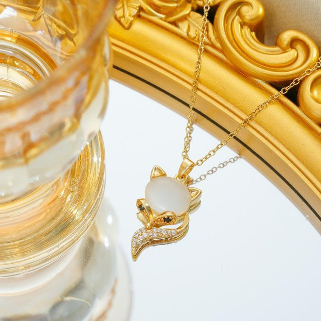 Wucifang Jewelry Halskette Katzenaugen Fuchs, Damen, white - Bild 1