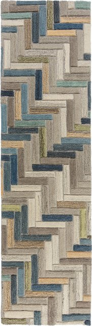 Wollläufer ESK Kadima Design in Blau-Bunt mit Fischgrät-Muster, Breite: 60 cm, Länge: 230 cm - Bild 1