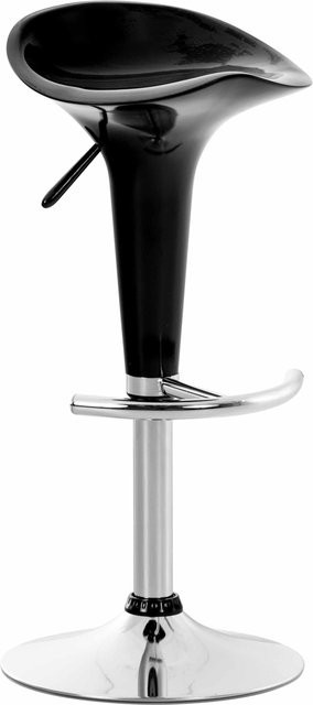 TPFLiving Barhocker Saddle mit Metallgestell in Chromoptik und Kunststoff-Sitz in Schwarz - Bild 1