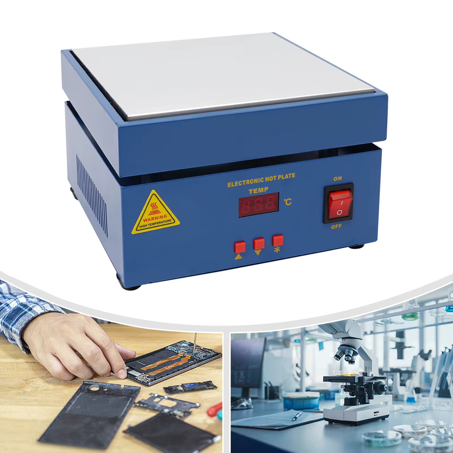 CNCEST Elektrische Lötplatte mit Mikrocomputer-Steuerung 800W Vorheizplatte für Schweißarbeiten B/T: 20 x 20 cm - Bild 5