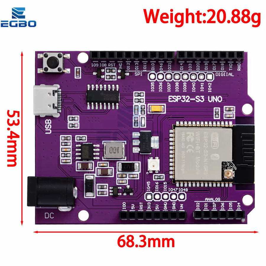 EGBO U-N-O Entwicklungsboard Modul in Purple kompatibel mit WR-1-N8R2, N16R8 und ESP32-S3 - Bild 2