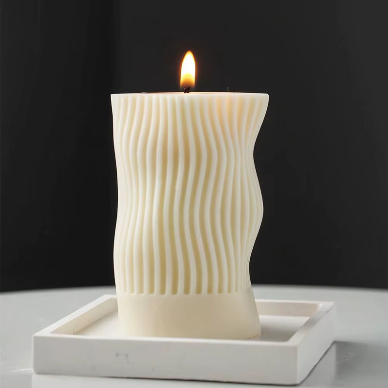 SANZON Silikon Kerzenform für Bienenwachs in Wellenform und Streifen-Design, Weiß - Bild 3