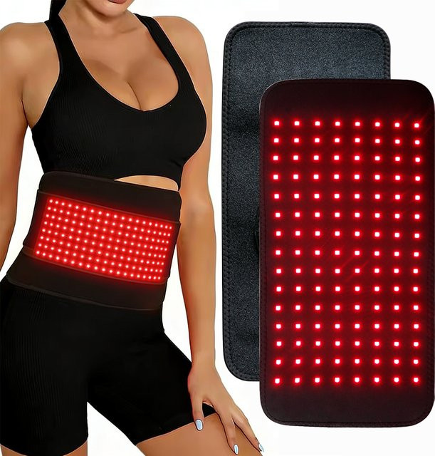 Raiuleko Rotlicht-Massage-Heizkissen mit 120 LED und Infrarotlicht (660nm & 850nm) für Rücken, Schulter und Gelenke, Schwarz - Bild 1