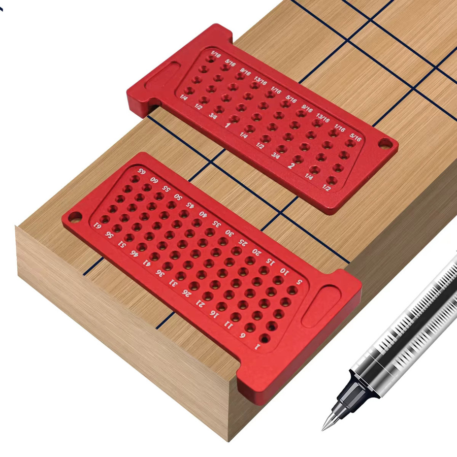 FNICEL T-Quadrat Winkelmesser für Holzbearbeitung in Rot mit metrischer und imperialer Skala zur Markierung und Zeichnung - Bild 3