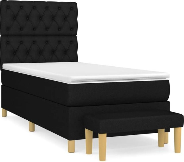 vidaXL Boxspringbett mit Matratze Schwarz Stoff Hybrid-Design B/T/H: 80 x 200 x 30 cm - Bild 1