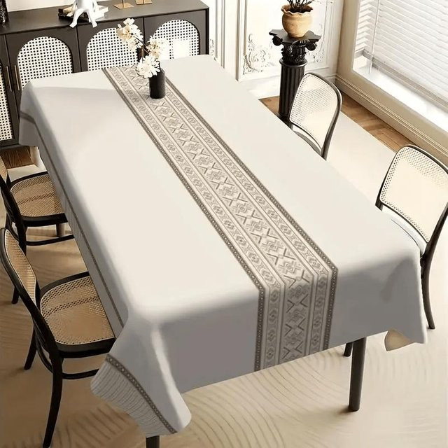 JMG Household Supplies Rechteckige Tischdecke mit Blumendruck in Weiß, B/B: 90 x 140 cm - Bild 1