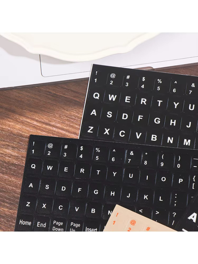 Wasserdichte Tastatur-Aufkleber mit englischem Alphabet und 120 Tasten in Schwarz - Bild 5