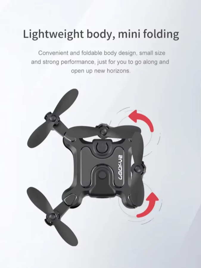 DIXSG V2 Mini-Drohne mit HD-Kamera, 5G WLAN FPV, faltbarer Quadcopter mit Luftdruck-Höhenhaltung in Schwarz - Bild 4