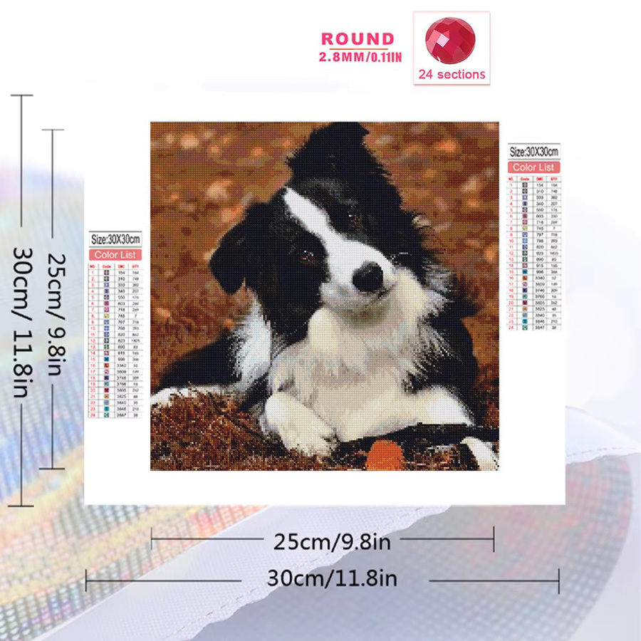 Momoart 5D DIY Diamant Stickerei Set Hund Tier Motiv in Multicolour mit Acryl Bastelbedarf und Rundsteinen - Bild 2